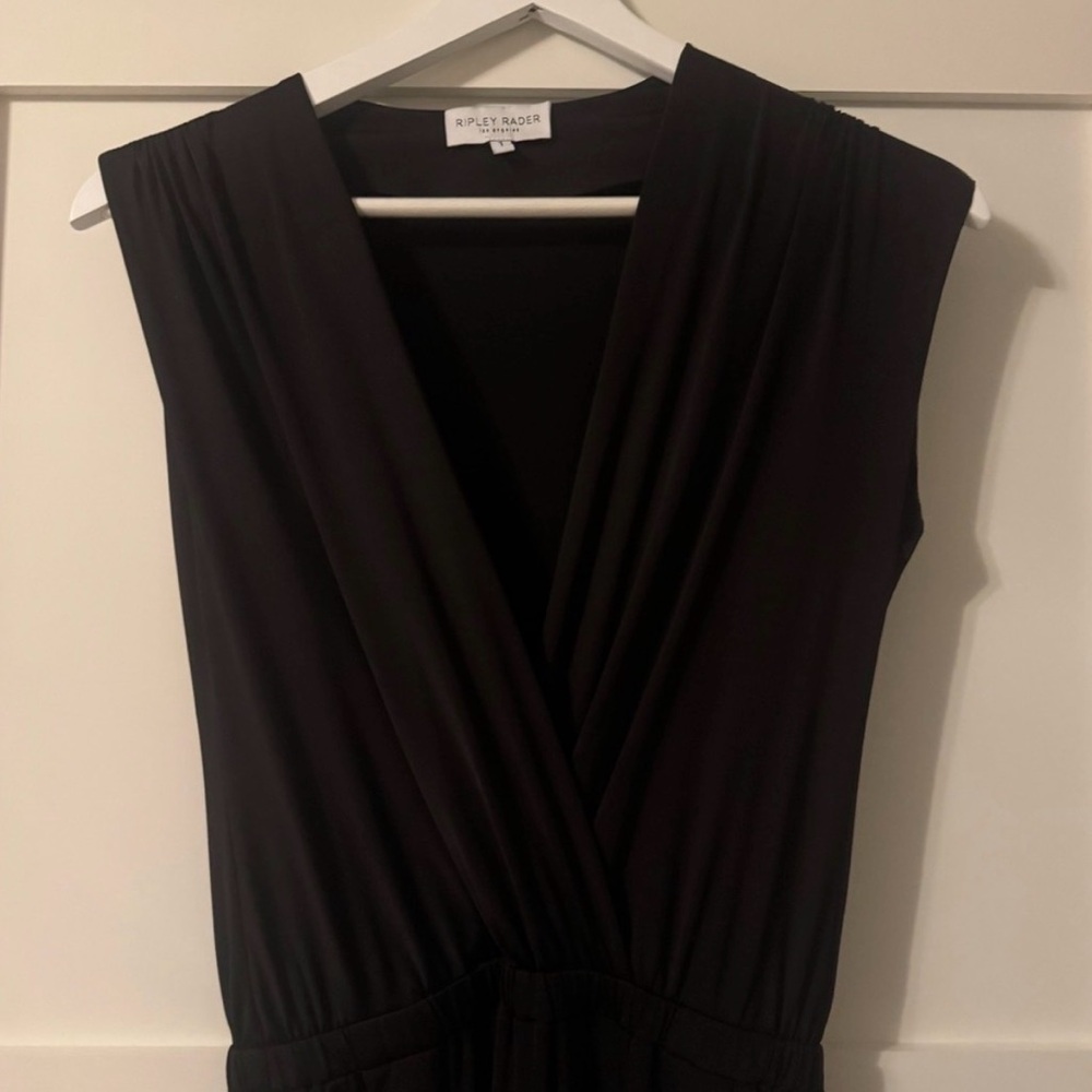 Classic Black Women's V-Neck Jumpsuit - Picture 2 of 4